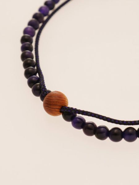 Silk String KUMIHIMO Braid Bracelet Purple Tiger Eye Ï4