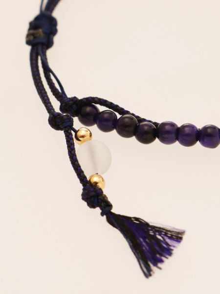 Silk String KUMIHIMO Braid Bracelet Purple Tiger Eye Ï4