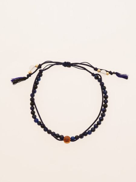 Silk String KUMIHIMO Braid Bracelet Lapis Tiger Eye Ï4