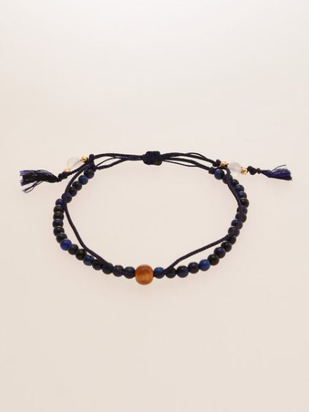 Silk String KUMIHIMO Braid Bracelet Lapis Tiger Eye Ï4