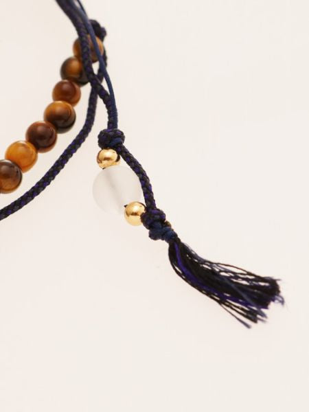 Silk Code Braided Anklet with Tiger Eye