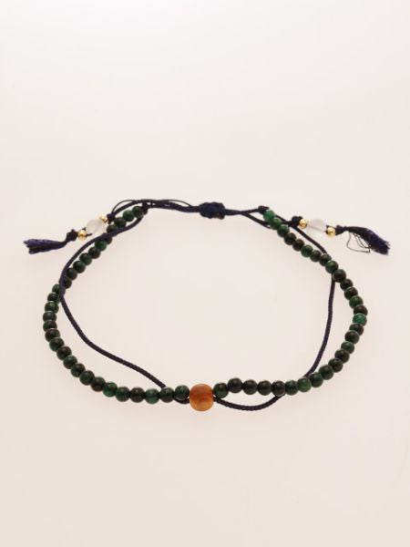 Silk String KUMIHIMO Braid Anklet Green Tiger Eye