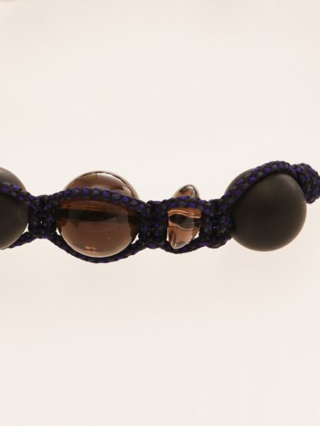 Frosty Black Agate x Blue Tiger Eye Braid Bracelet