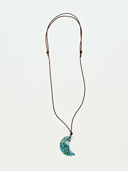 Gemstone Crescent Pendant Necklace