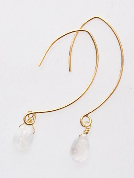 Drop Cut Gem Stone Hoop Earrings