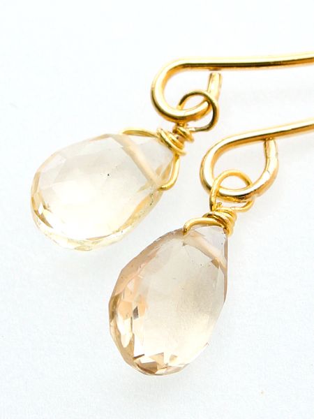 Drop Cut Gem Stone Hoop Earrings