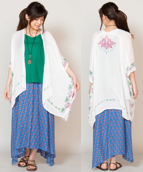 Unisex Ethnic Pattern Sheer KIMONO