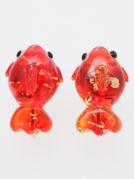 Auspicious Charm Glass Clip Earrings