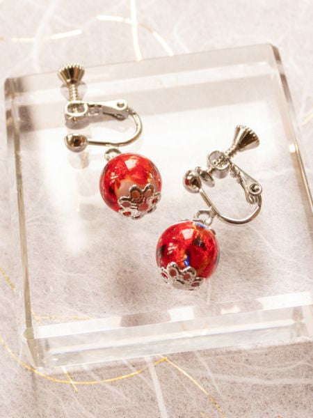 HOTARUDAMA Glass Beads Clip Earrings