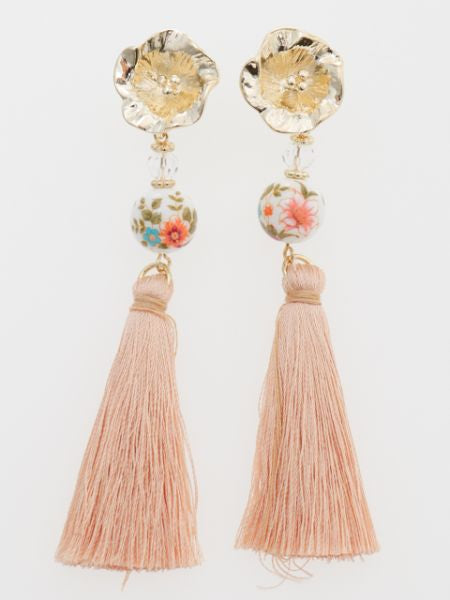 Bellflower Ball Tassel Earrings