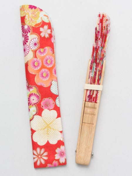 Floral Foldable SENSU Fan with Pouch