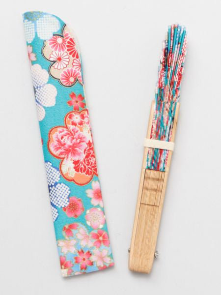 Floral Foldable SENSU Fan with Pouch