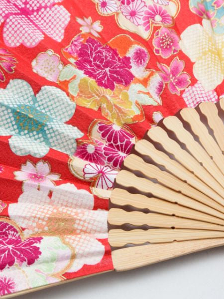 Floral Foldable SENSU Fan with Pouch