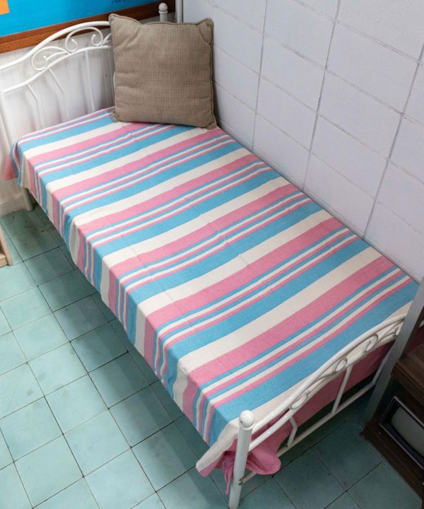 Striped Multi Cloth Bed Cover - Single