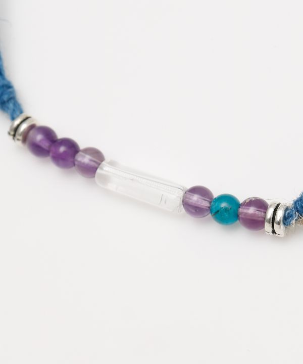 Indigo Dyed Braided Anklet - Amethyst - Feb