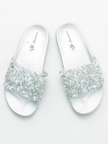 Open Toe Glitter Sliders