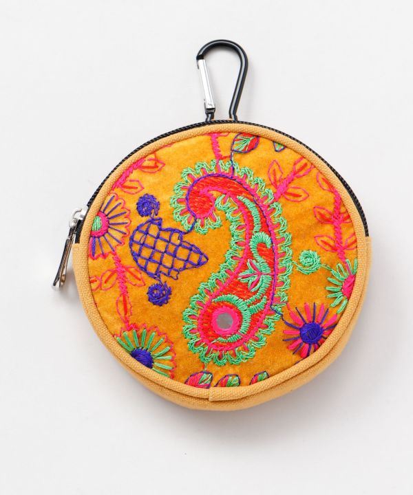 Embroidered Round Pouch