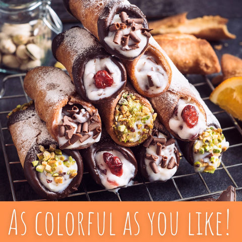 colorful cannoli made with easy quick whole milk ricotta recipe