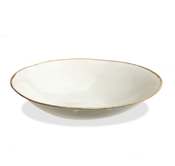 Large Bowl with Shiny Gold Rim