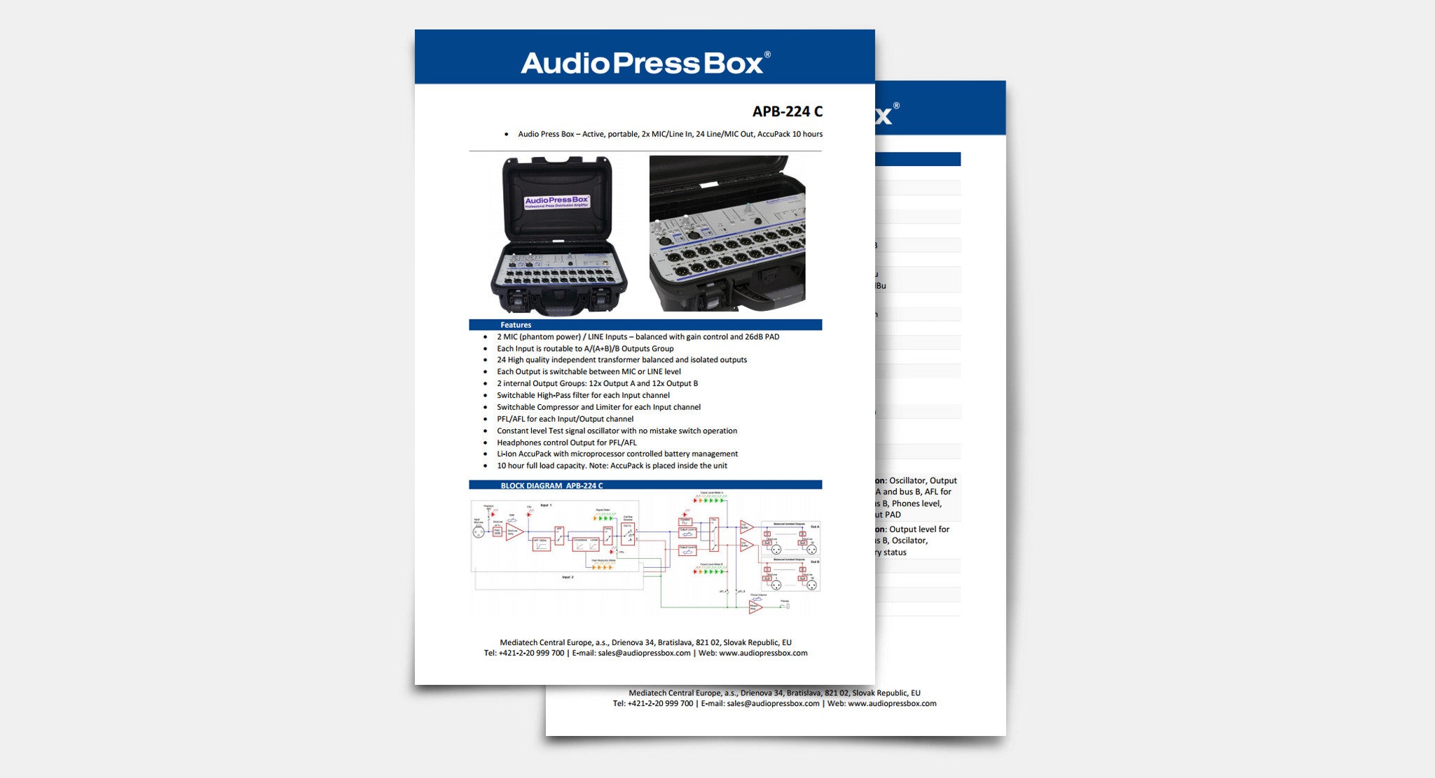 AudioPressBox data sheet, Press box data sheet