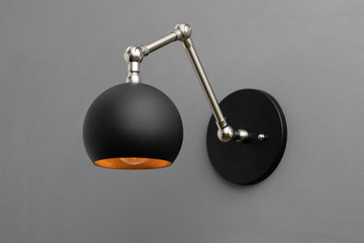 Articulating Sconce - Orb Shade Light - Swivel Wall Light - Industrial Lighting - Bedside Light - Sconce Light - Lighting - Model No. 7901