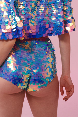 Rainbow Sequin Hot Pants  High Waist Festival Hot Pants – Ziji The Label