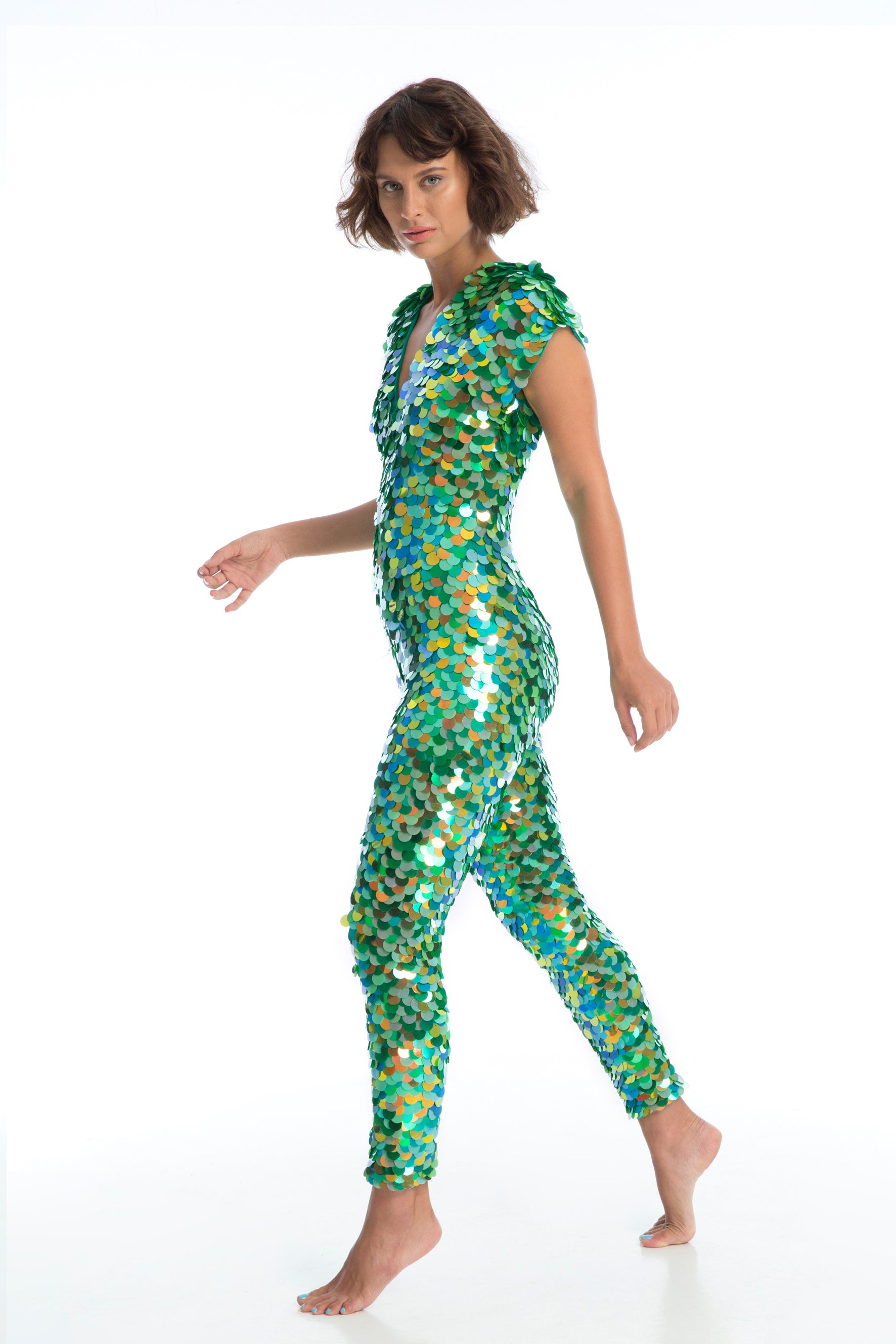 green glitter jumpsuit