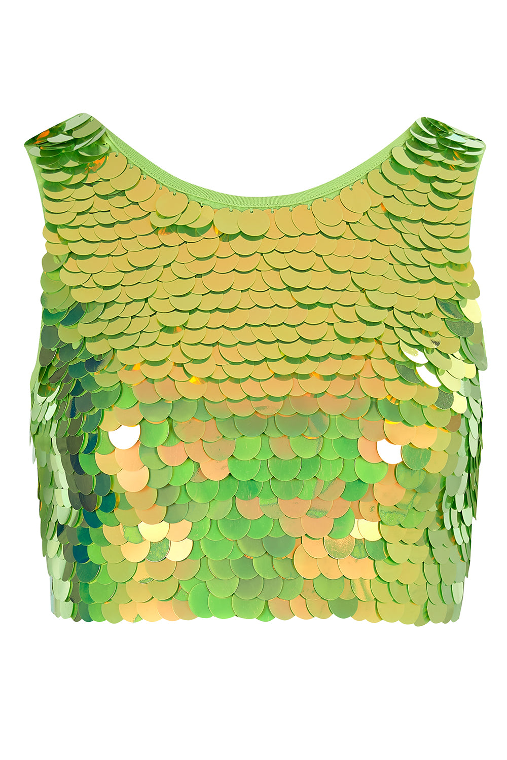 Green sequin crop top 