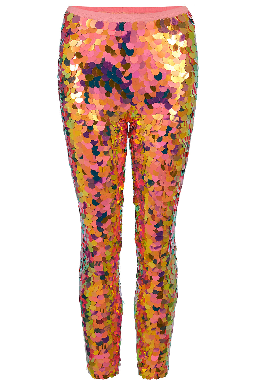 Pink and orange sequin leggings