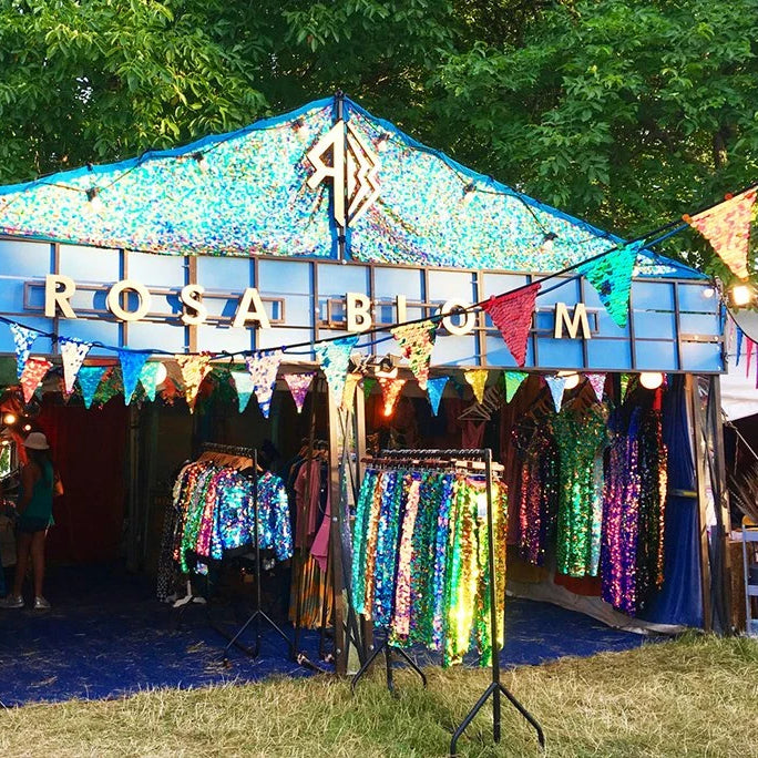 Festival shop front selling sequin clothing