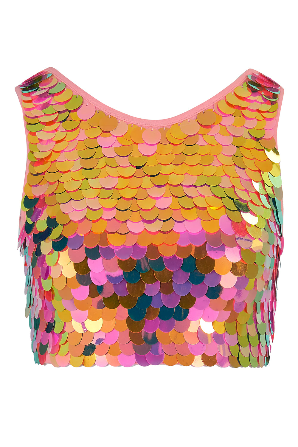 Pink and orange squin crop top