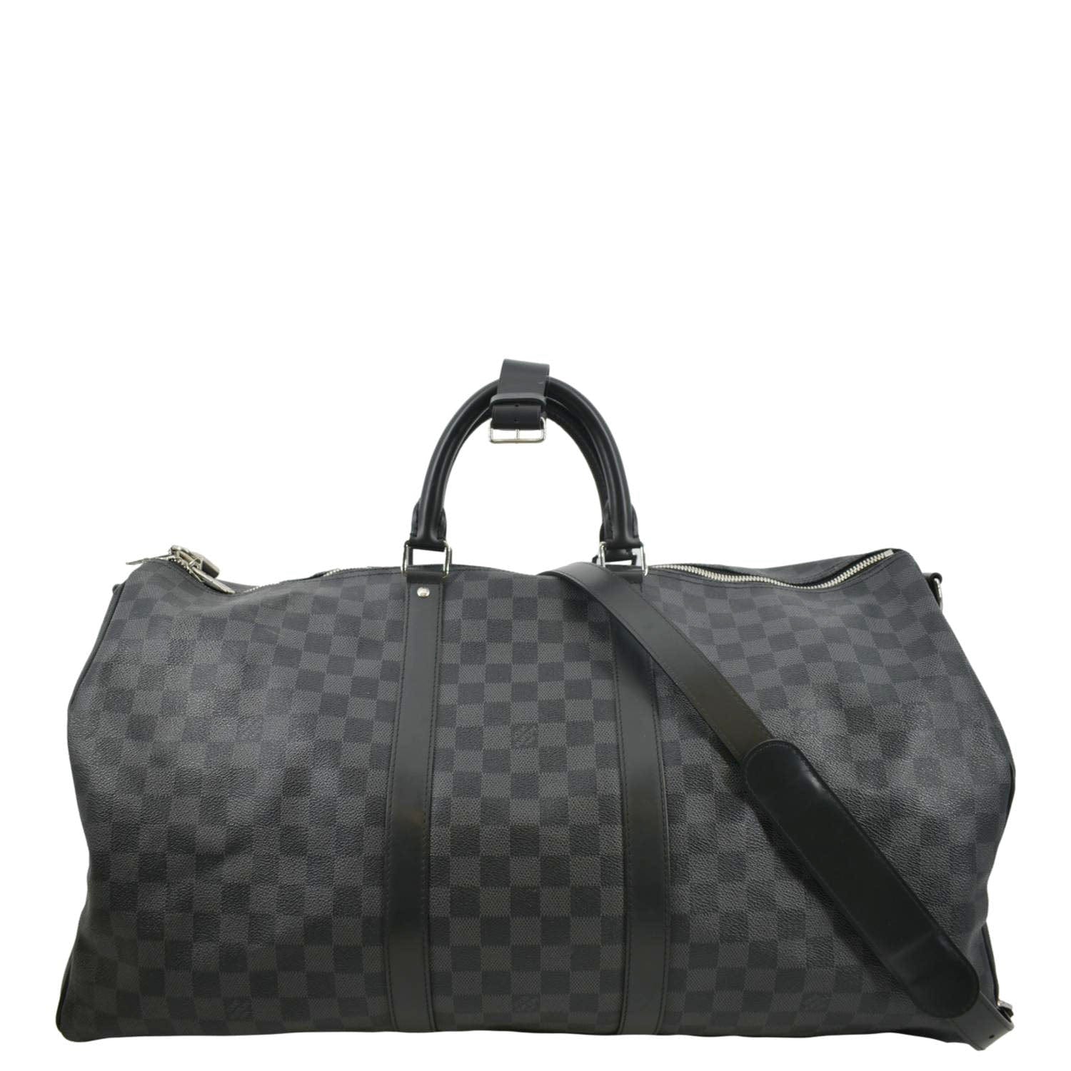 LV Keepall 55 Bandouliere Damier Graphite Travel Bag Black