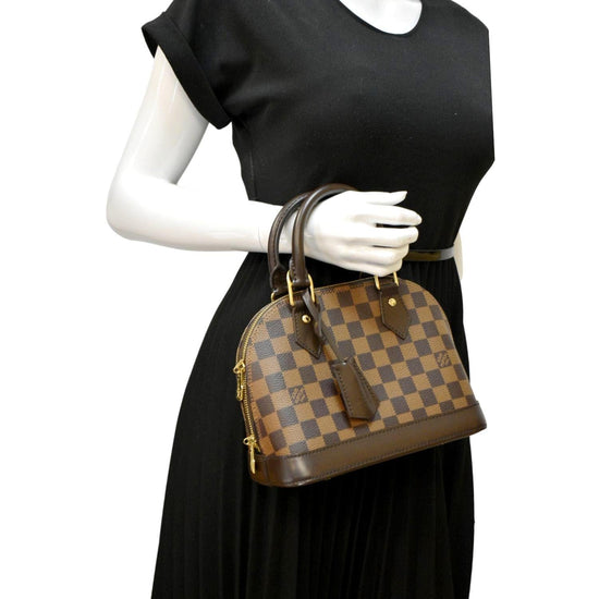 Louis Vuitton Alma Bb Damier Ebene Satchel Crossbody Bag Brown