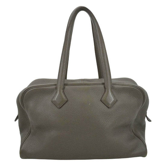 Hermes Vert Olive Clemence Leather Victoria Bag
