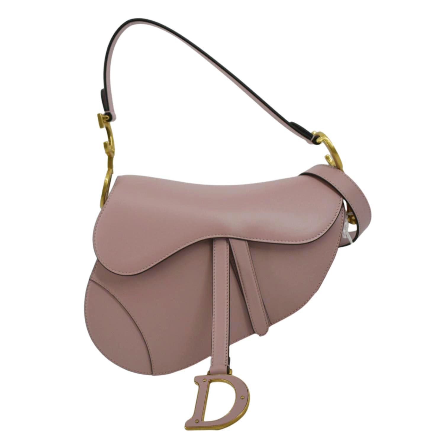 Mini Saddle Bag with Strap Antique Pink Smooth Calfskin