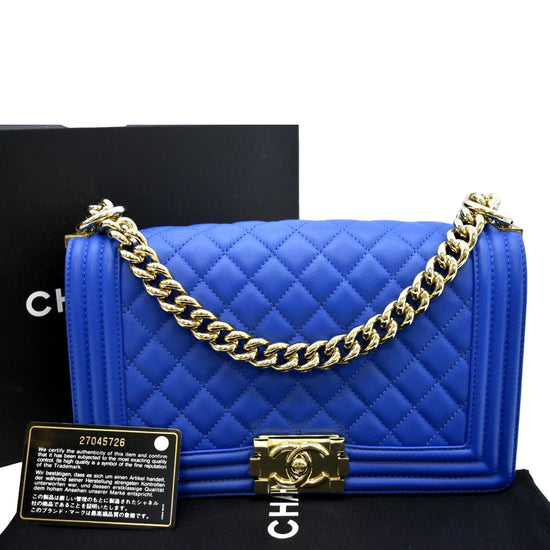 Pre-owned Chanel Boy Velvet Crossbody Bag In Blue