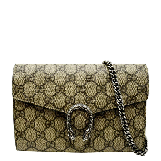 GUCCI Dionysus GG Supreme Crossbody Chain Wallet Beige 401231