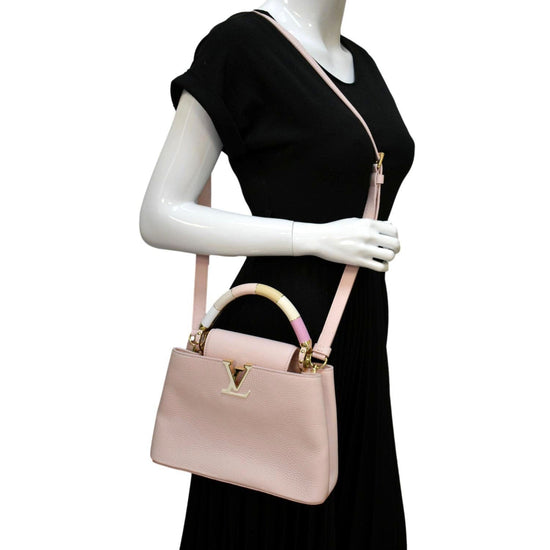 Louis Vuitton Rose Poudre Ostrich Capucines Bb Gold Hardware, 2020 (Like New), Pink Womens Handbag