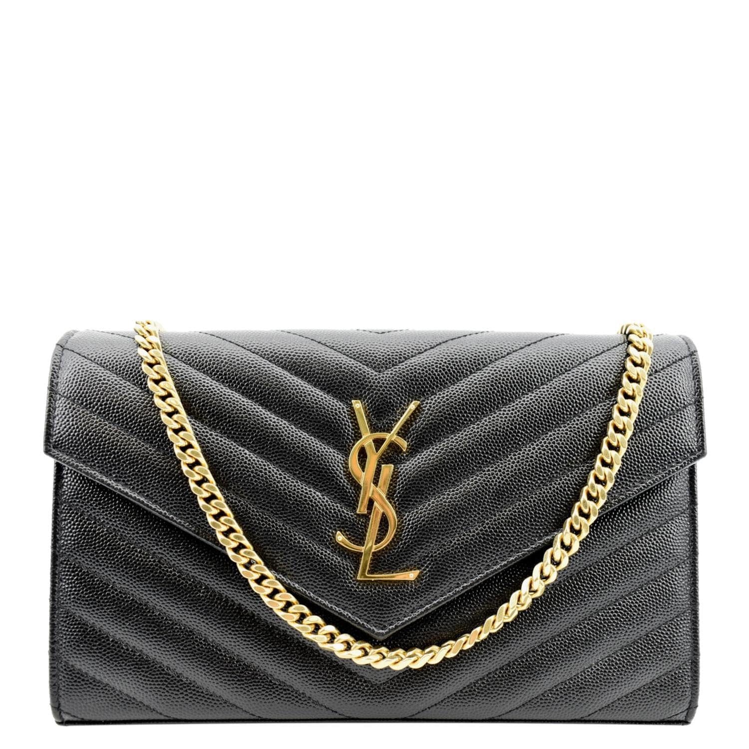 Saint Laurent Envelope Medium Bag Grain de Poudre Black in Textured  Calfskin Leather with Gold-tone - US