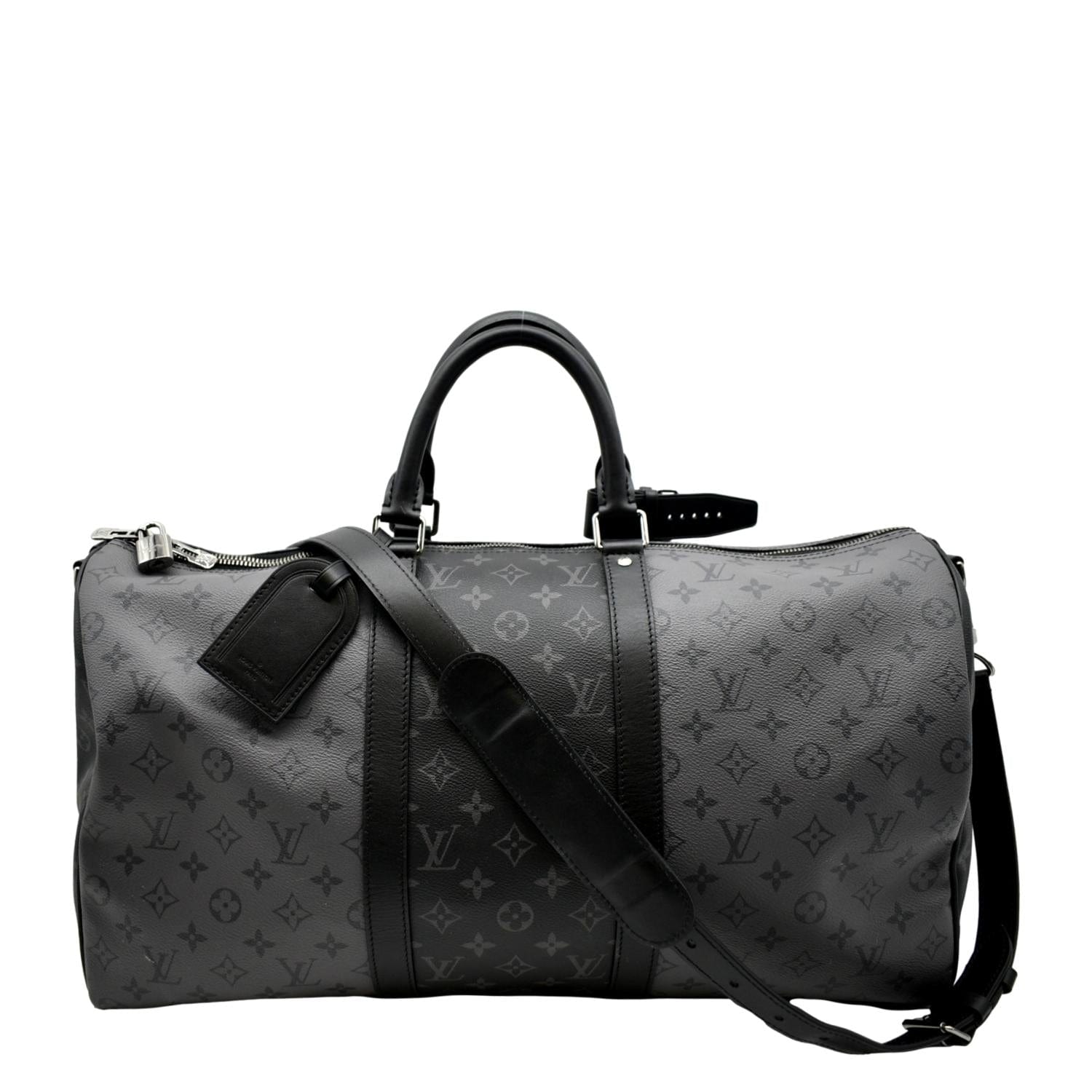 Louis Vuitton Keepall 50 Bandouliere Monogram Eclipse Travel Bag Black