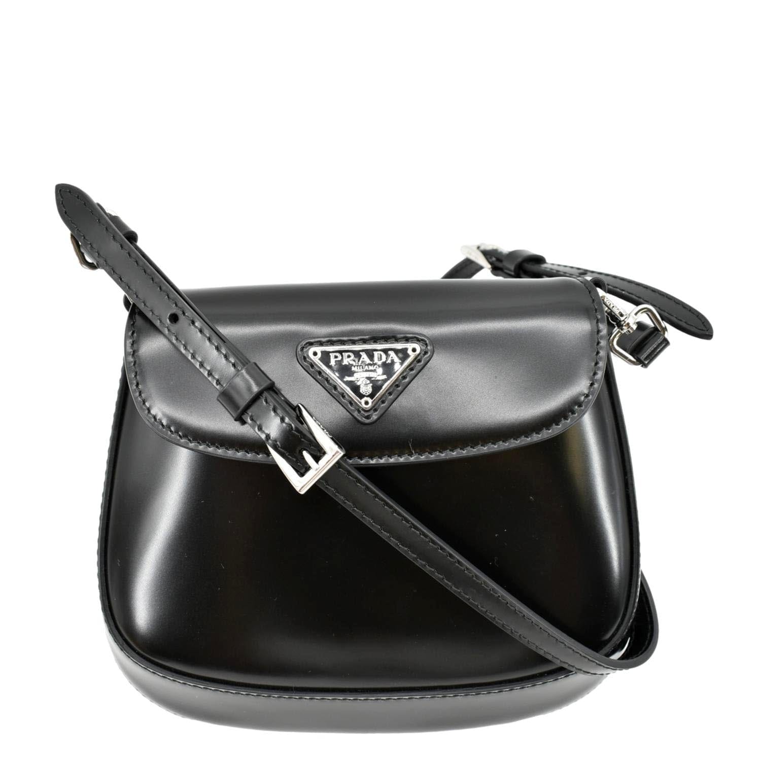 Shop PRADA Classic Prada Cleo brushed leather mini bag with flap