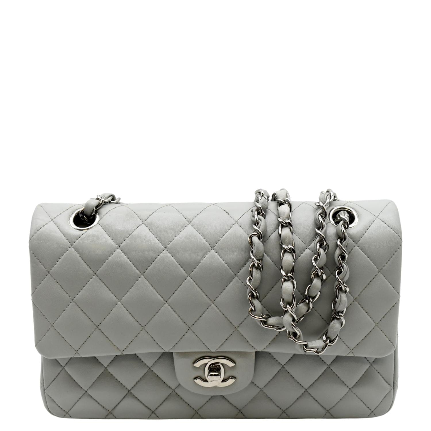 CHANEL, Bags, Chanel Grey Mini In Calf Skin