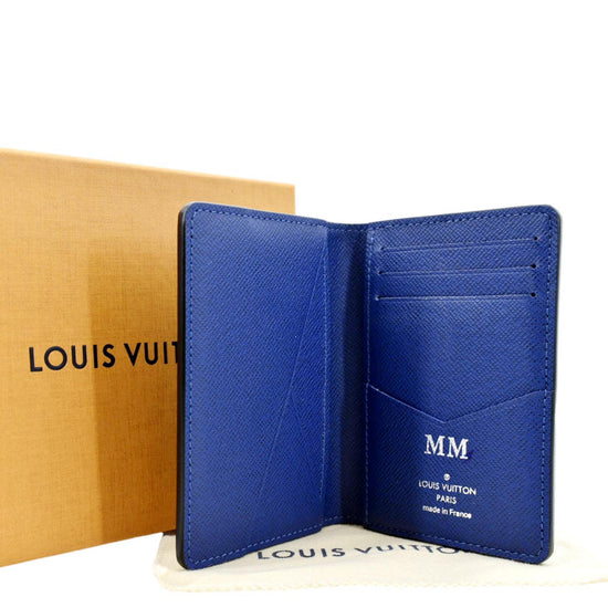 LOUIS VUITTON Monogram Leather Pocket Organizer Navy Blue