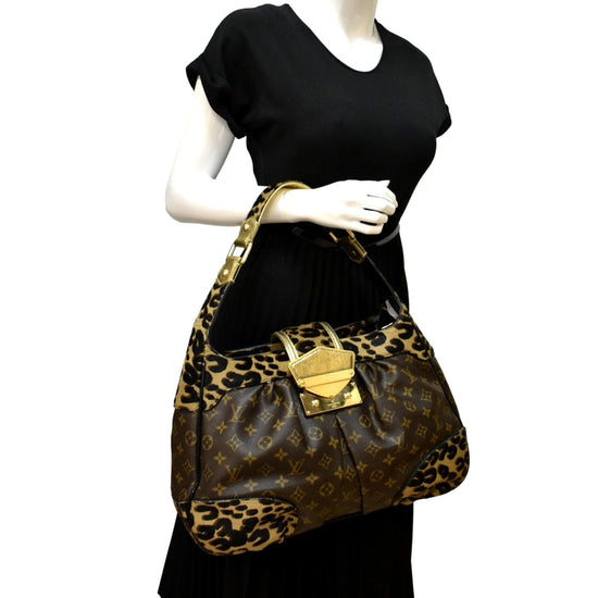 LOUIS VUITTON Polly Leopard Monogram Hobo Bag Brown