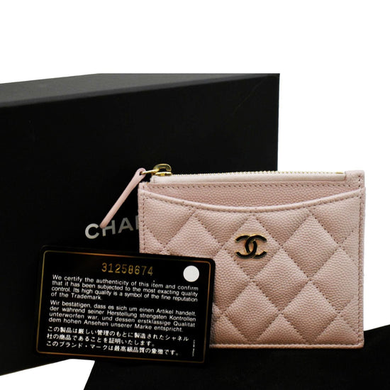 CHANEL Caviar Quilted Flap Card Holder Wallet Light Pink 1297983