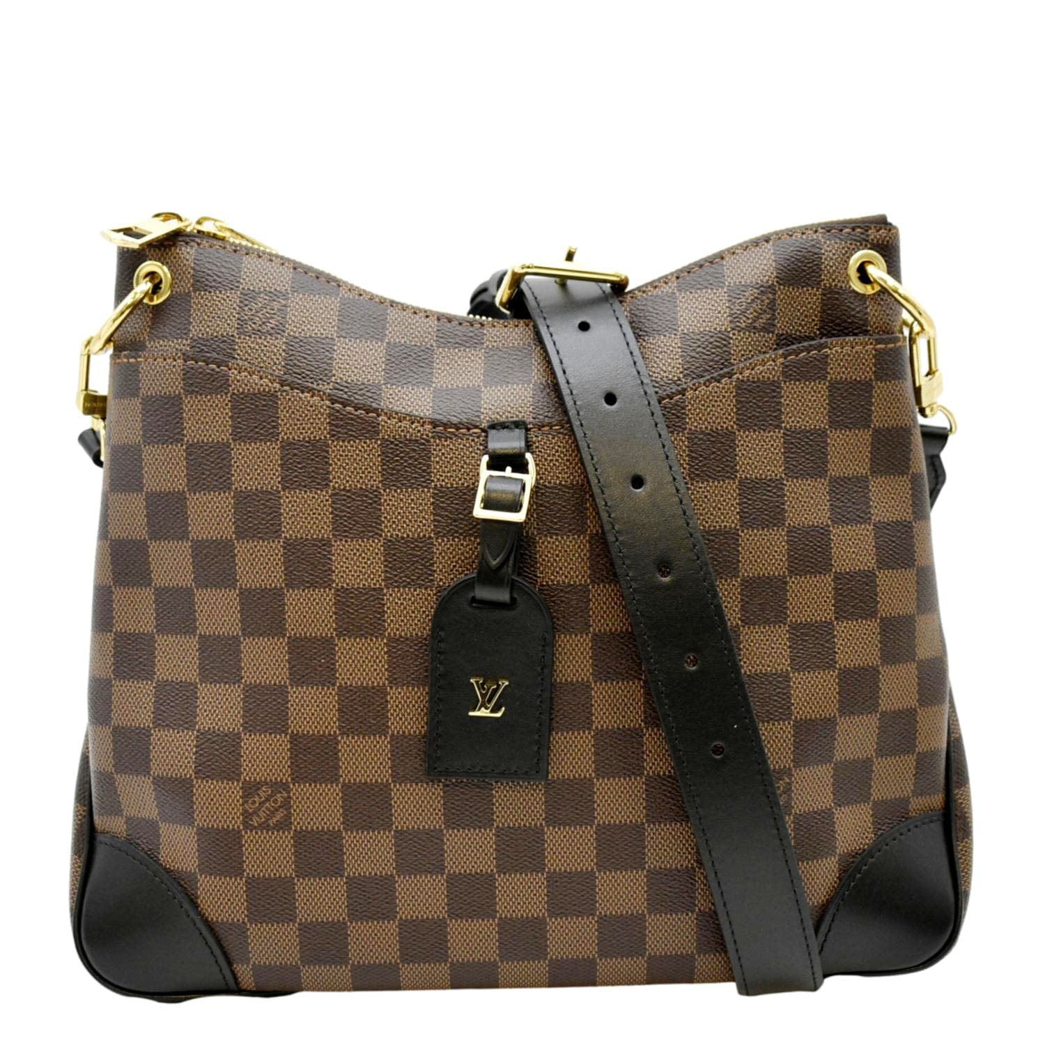 LOUIS VUITTON Odeon MM Damier Ebene Tote Bag Black/Brown