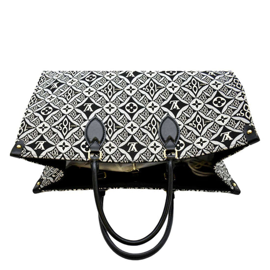 Louis Vuitton Black and White Jacquard and Calfskin Since 1854 on The Go GM Tote Gold Hardware, 2020, Handbag