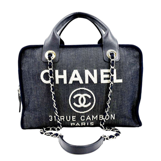 Chanel Deauville Medium Bowling Denim Shoulder Bag