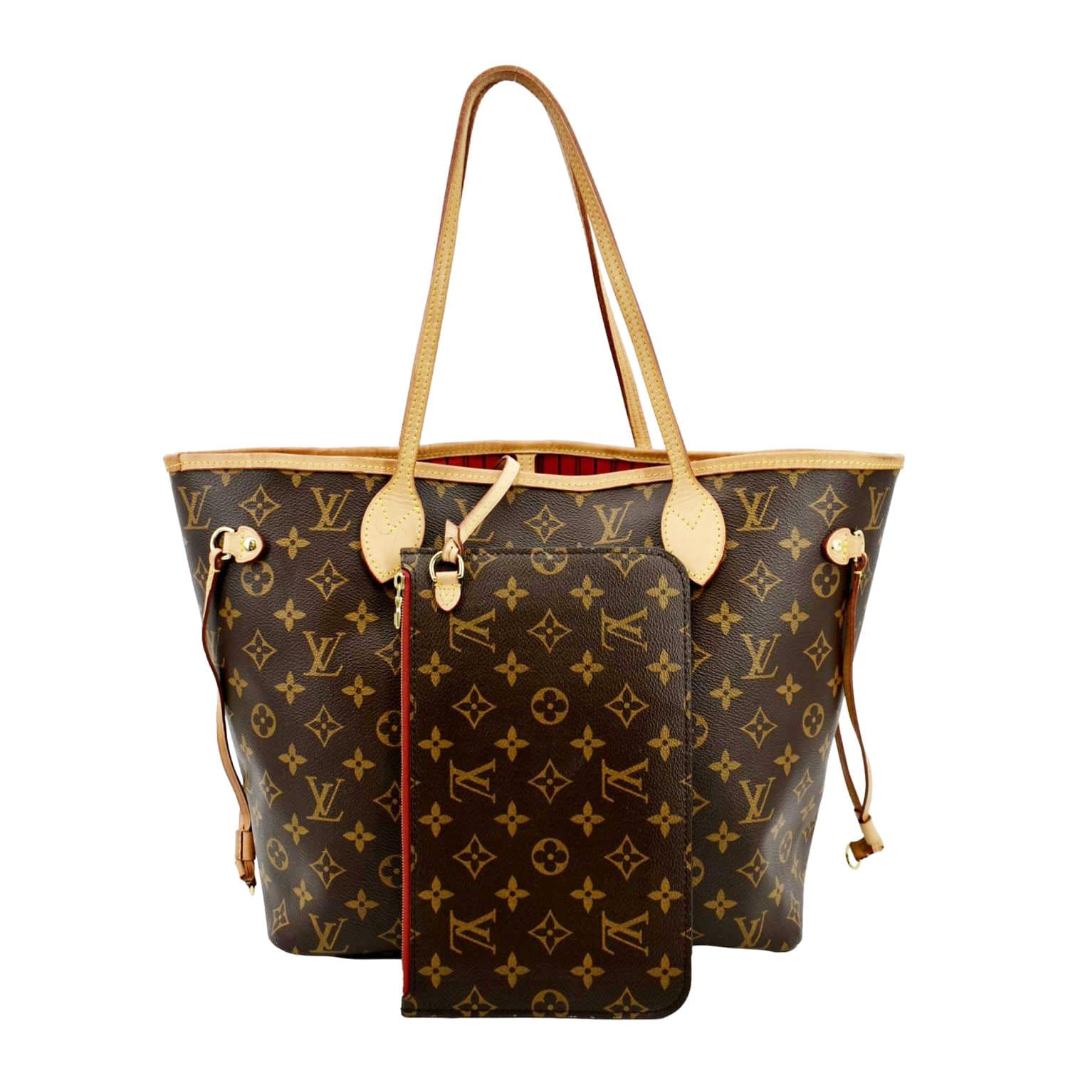 Louis Vuitton Red Interior Damier Shoulder Bag Brown Canvas