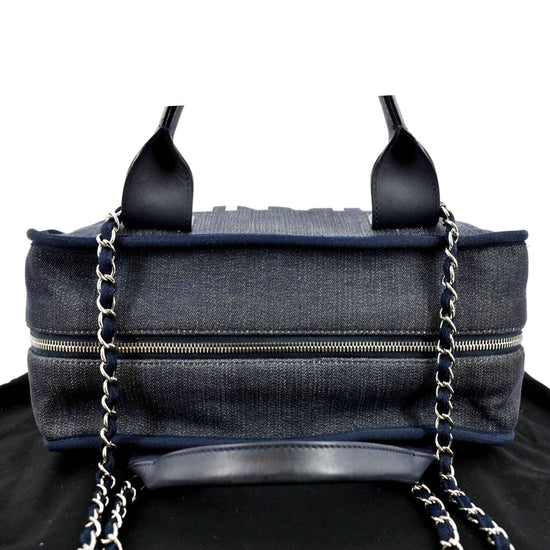 CHANEL Denim Deauville Bowling Bag Dark Blue 1187981